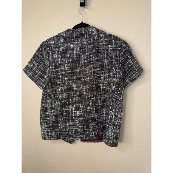 Yvos Women's Black Blazer Size‎ 16W short sleeve short acrylic collar snaps - Picture 7 of 8